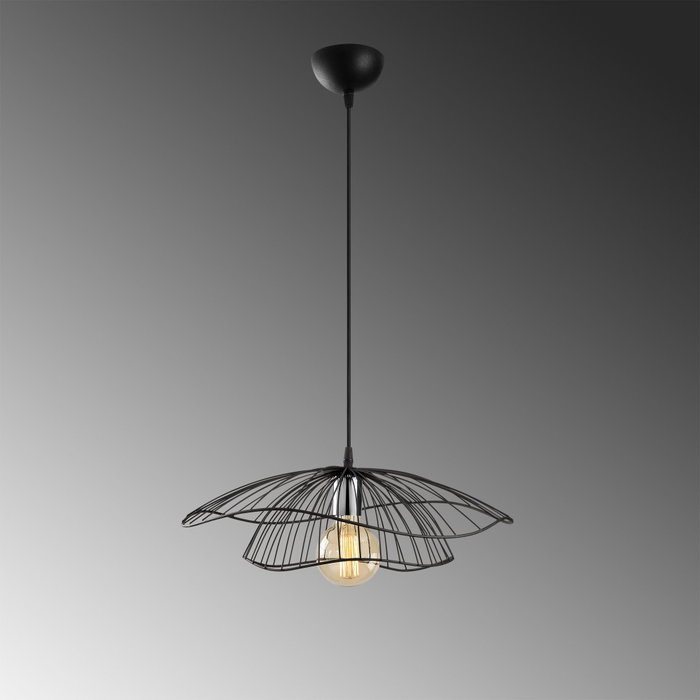 Opviq Lámpara de Araña de Metal Negro con Altura Ajustable